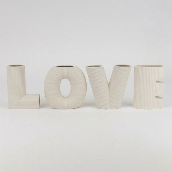 Набір з 4 ваз "Love", молочний, 15 см 9306-013 фото