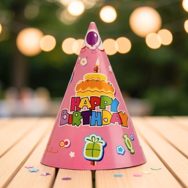 Набор колпаков "Happy Birthday", 6 шт, розовый, 24 см 9093-012 фото