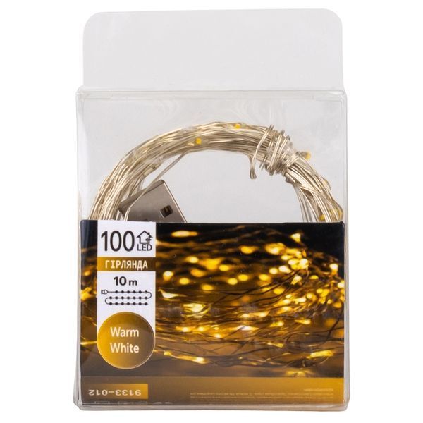 Гирлянда "Роса" 100 LED, желтая, 10 м, от USB 9133-012 фото