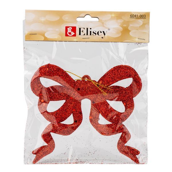 Елочная игрушка "Блестящий бантик", красная, 12 см 6041-003 фото
