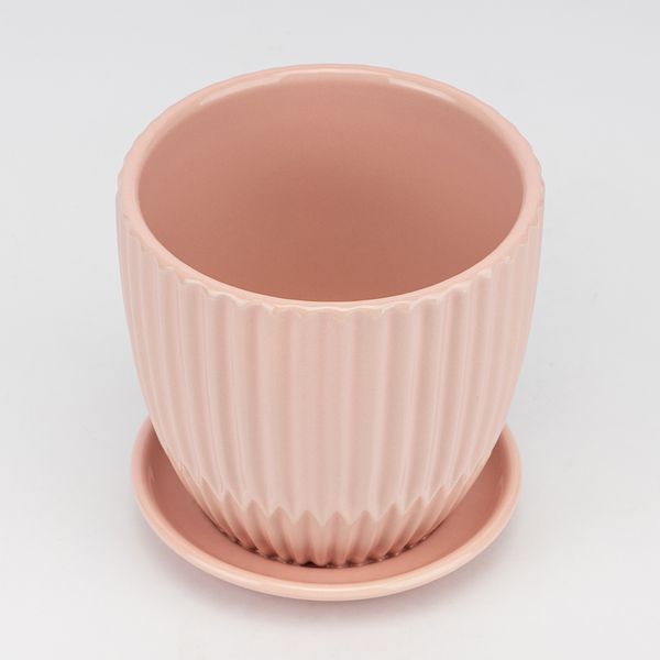 Керамічне кашпо "Вертикаль", рожеве, 14,5 см, 1,5 л 2029-001/pink фото