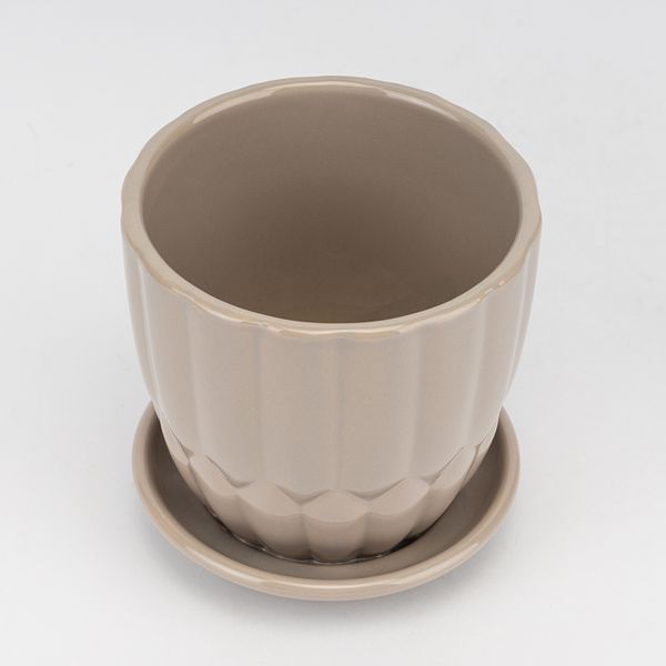 Керамічне кашпо "Капсула", сіре, 12 см, 1 л 2029-003/beige фото