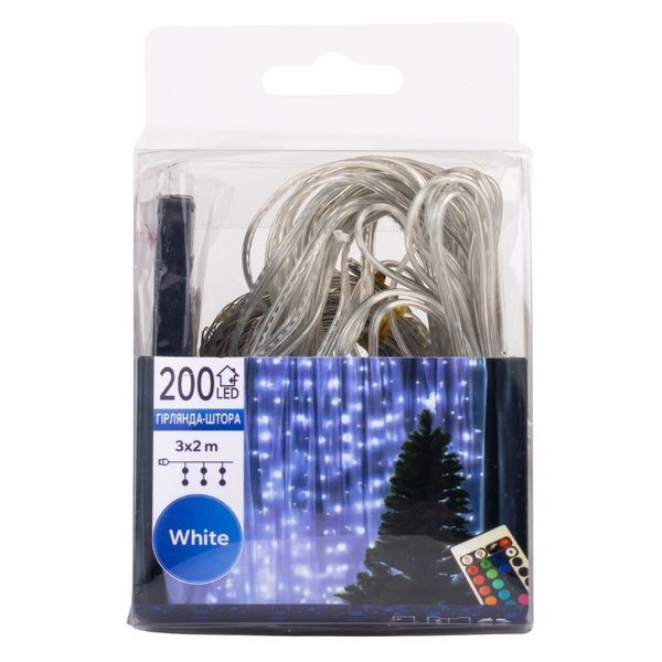 Гірлянда-штора 200 LED, біла, 3*2 м, від USB 9133-020 фото