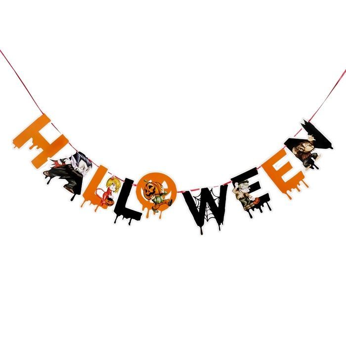 Декоративна гірлянда-розтяжка "Happy Halloween", 75 см 9406-021 фото