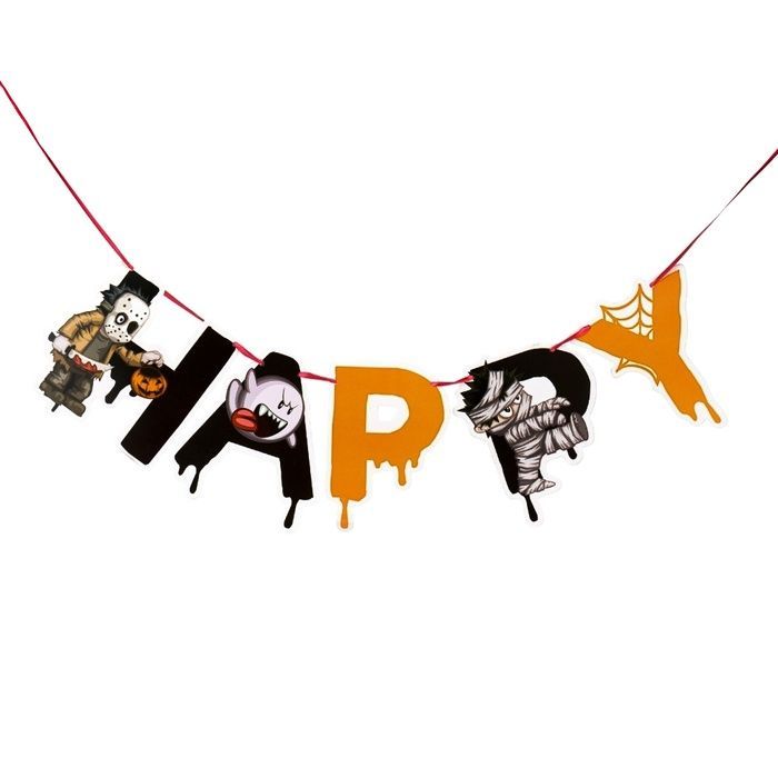 Декоративна гірлянда-розтяжка "Happy Halloween", 75 см 9406-021 фото