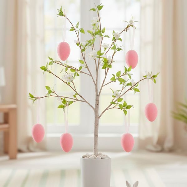 Набор из 6 подвесных флоковых крашанок, розовый, 6 см 5103-001/pink фото