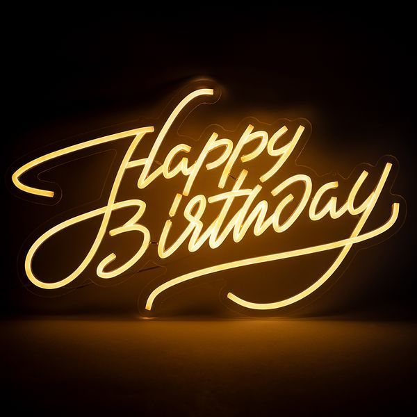 Светодиодная (LED) неоновая вывеска "Happy Birthday", от USB, оранжевая, 50*31 см 9318-001 фото