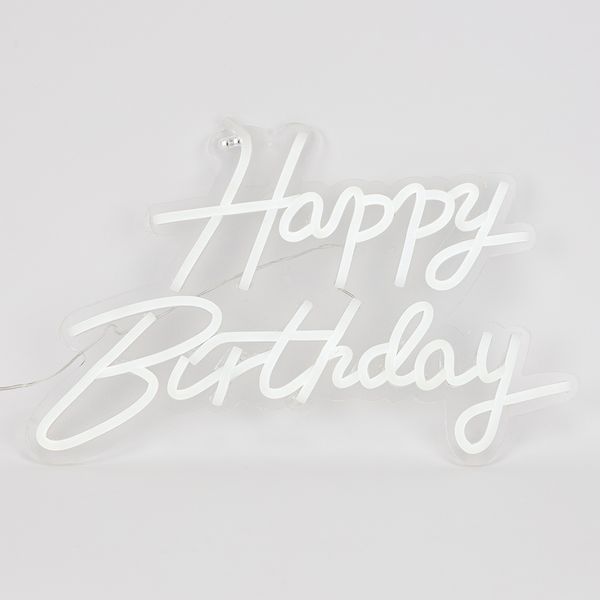 Світлодіодна (LED) неонова вивіска "Happy Birthday", від USB, біла, 40*26 см 9318-004 фото