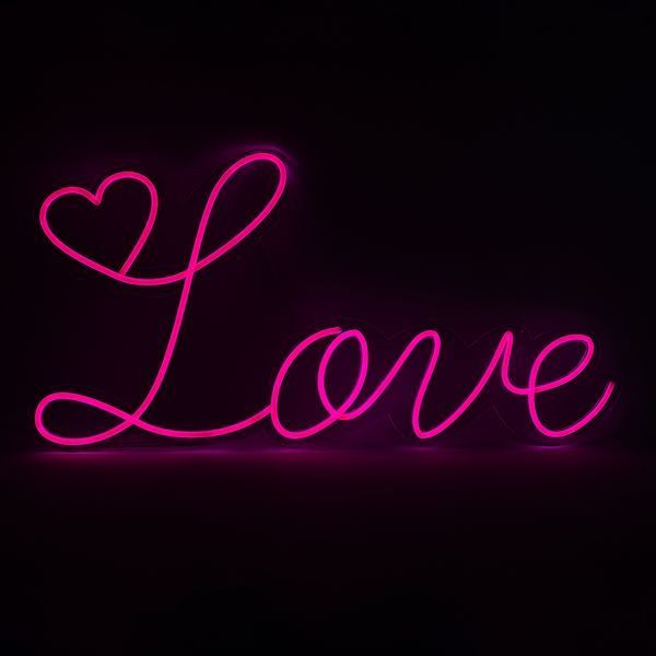 Светодиодная (LED) неоновая вывеска "Love", от сети, розовая, 70*37 см 9318-007 фото