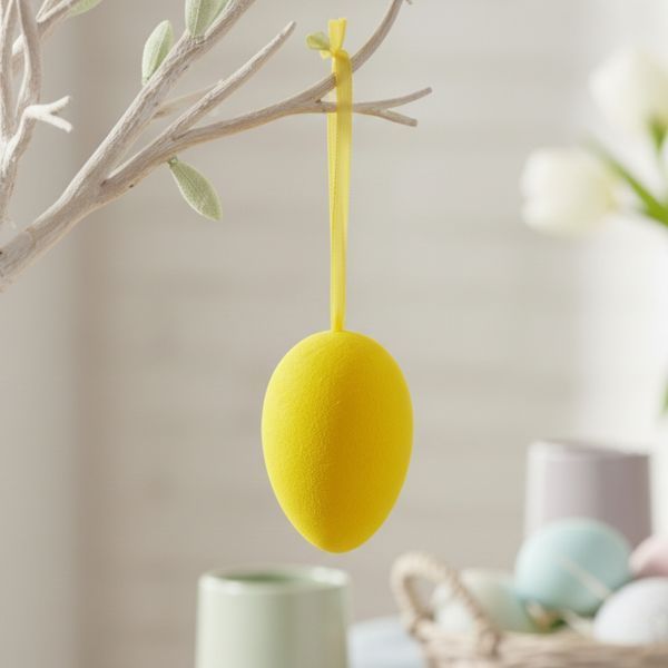 Набор из 3 подвесных флоковых крашанок, желтый, 9,5 см 5103-003/yellow фото