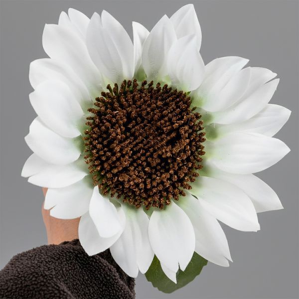 Подсолнечник искусственный, белый, 35 см 2028-021/white фото
