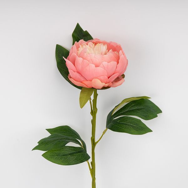 Искусственный пион, кремово-розовый, 70 см 2026-019/dk.pink фото
