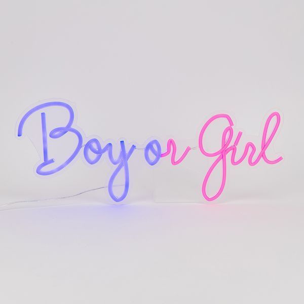 Светодиодная (LED) неоновая вывеска "Boy or Girl", от сети, сине-розовая, 50*20 см 9318-009 фото