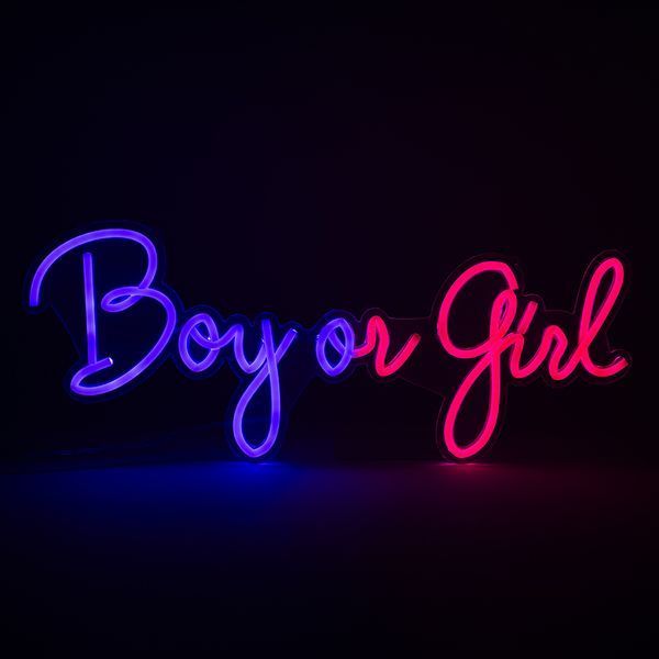 Светодиодная (LED) неоновая вывеска "Boy or Girl", от сети, сине-розовая, 50*20 см 9318-009 фото
