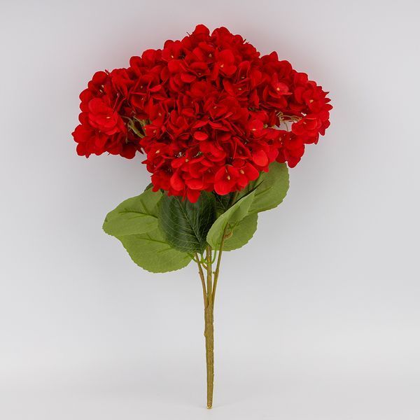 Букет гортензий, 5 бутонов, красный, 48 см 2026-008/red фото