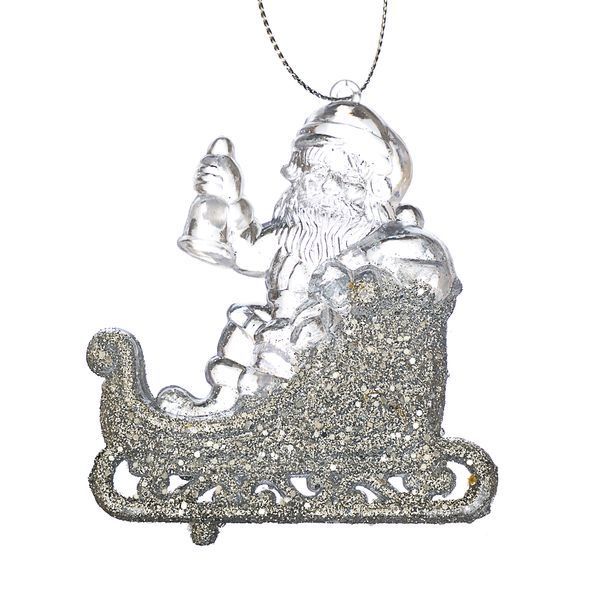 Ёлочная игрушка "Серебряный Дед Мороз на санях" 009NR/silver фото