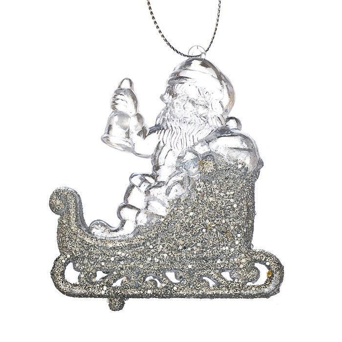 Ёлочная игрушка "Серебряный Дед Мороз на санях" 009NR/silver фото