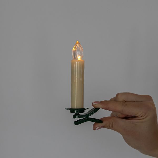 Набор из 10 светодиодных свечей (LED) с клипсами на елку, айвори, 10 см 9261-002 фото