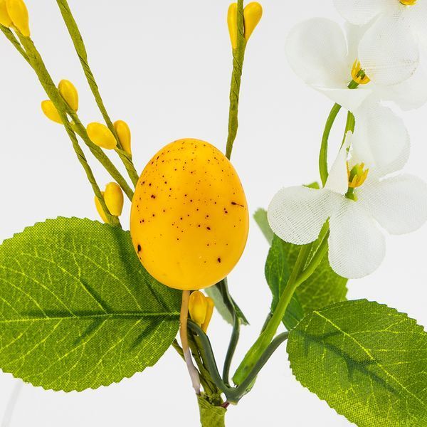Великодня декоративна гілочка "Жовта крашанка", 26 см 5107-003/yellow фото