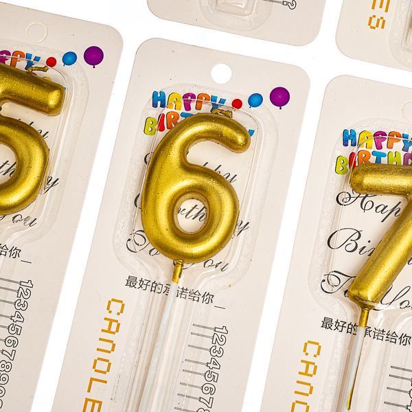 Свечи для торта "Мерцанние" от 0 до 9, золотые 8512-008 фото