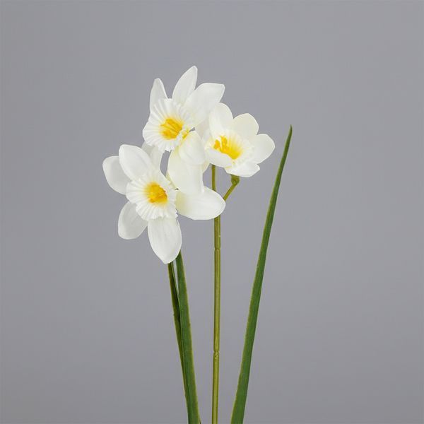 Нарцис штучний, 3 бутони, білий, 55 см 2028-025/white фото